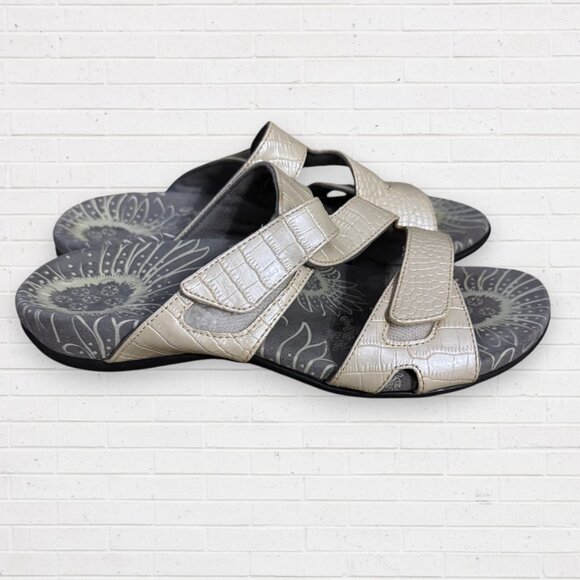 VIONIC Lauren Shimmer Croc Embossed Comfort Adjustable Straps Sandals 7 WIDE - Picture 3 of 4